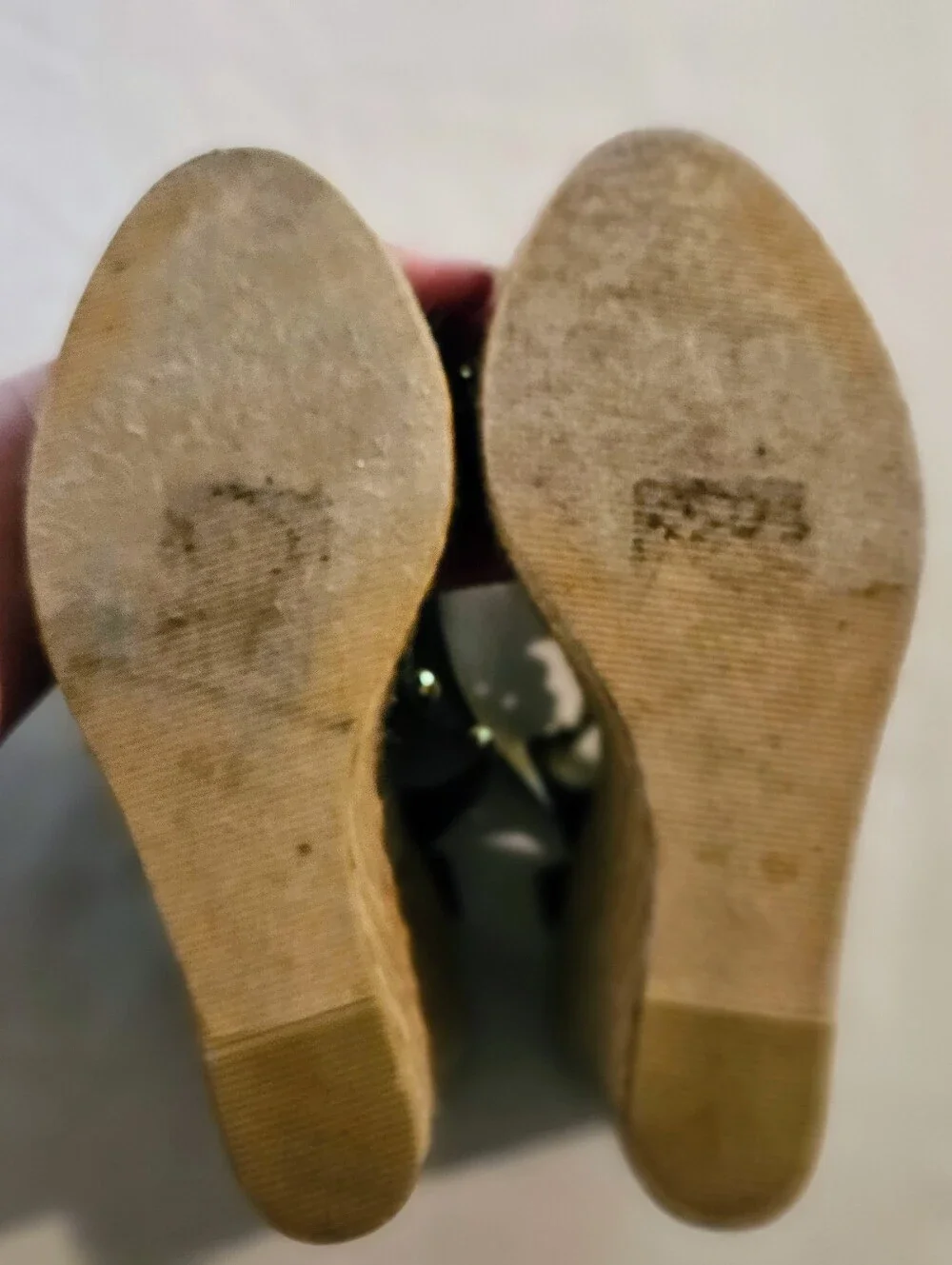 Cato Comfort Dark Brown Laser Cut Studded Espadrille Wedge Sandals Estimated 7.5